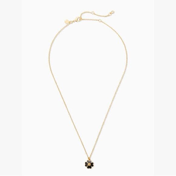 NWT Kate Spade Black & Gold Necklace Spade & Studs Enamel Mini Pendant #TSNK - Picture 7 of 8